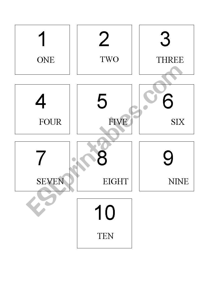 numbers for Bingo worksheet
