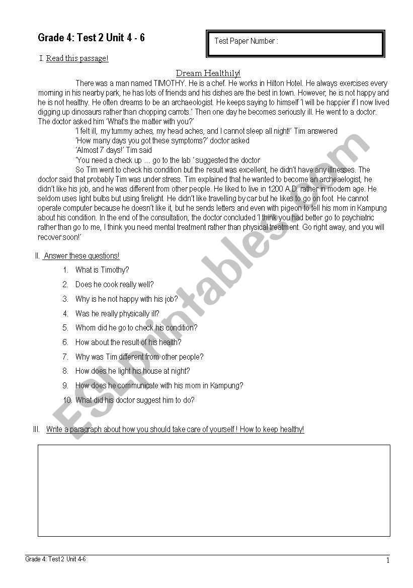 Healthy Life  worksheet