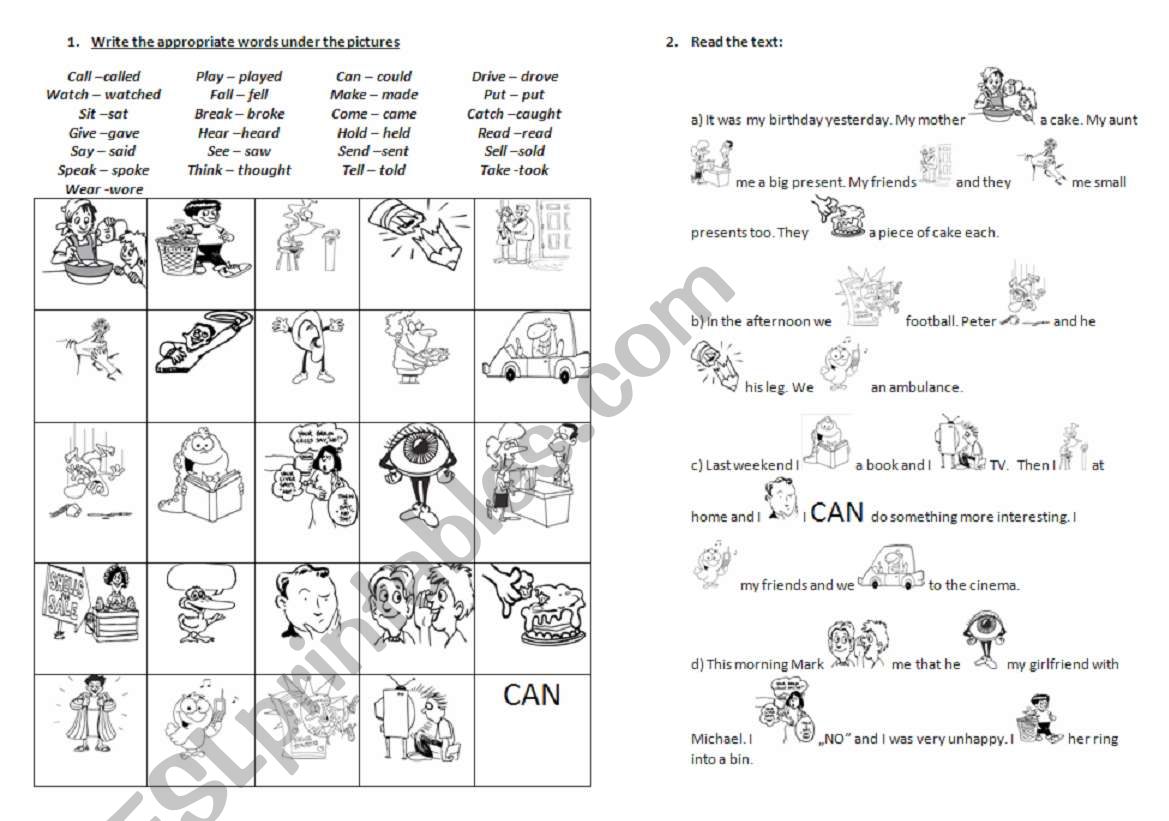 Irregular verbs elementary worksheet