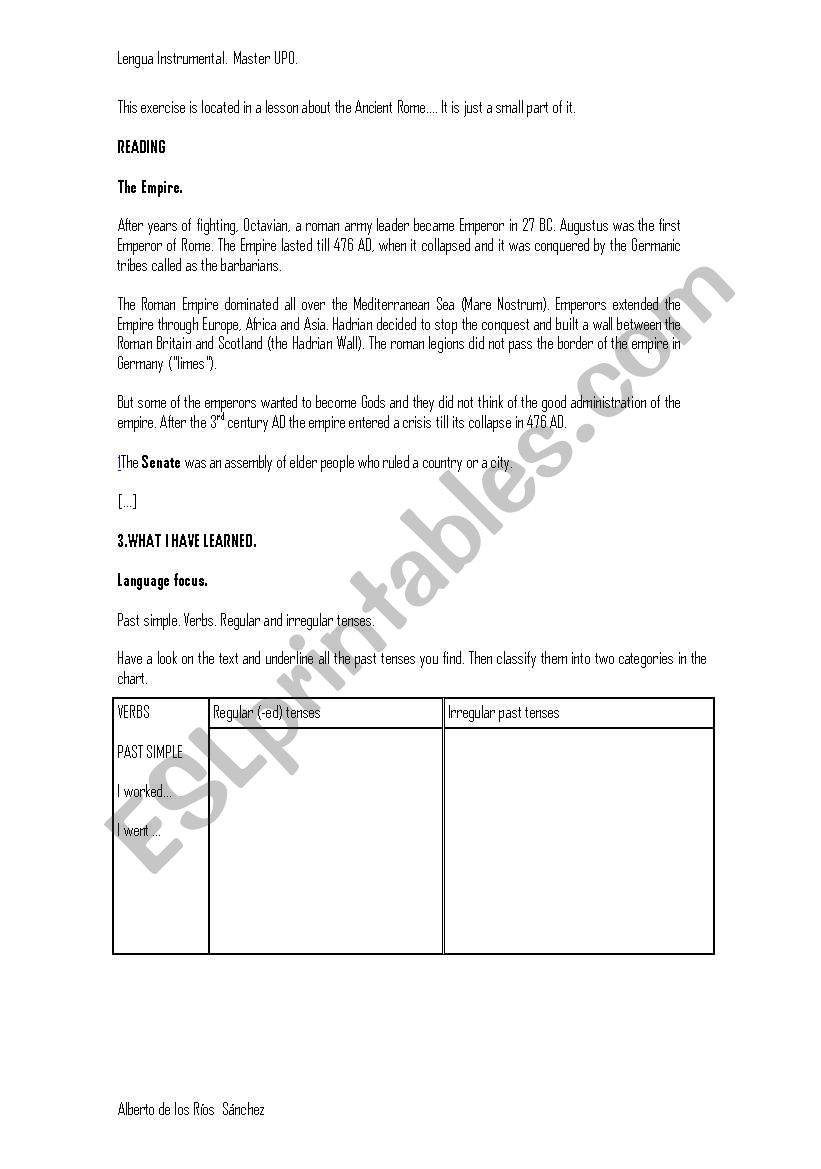 CLIL activity worksheet