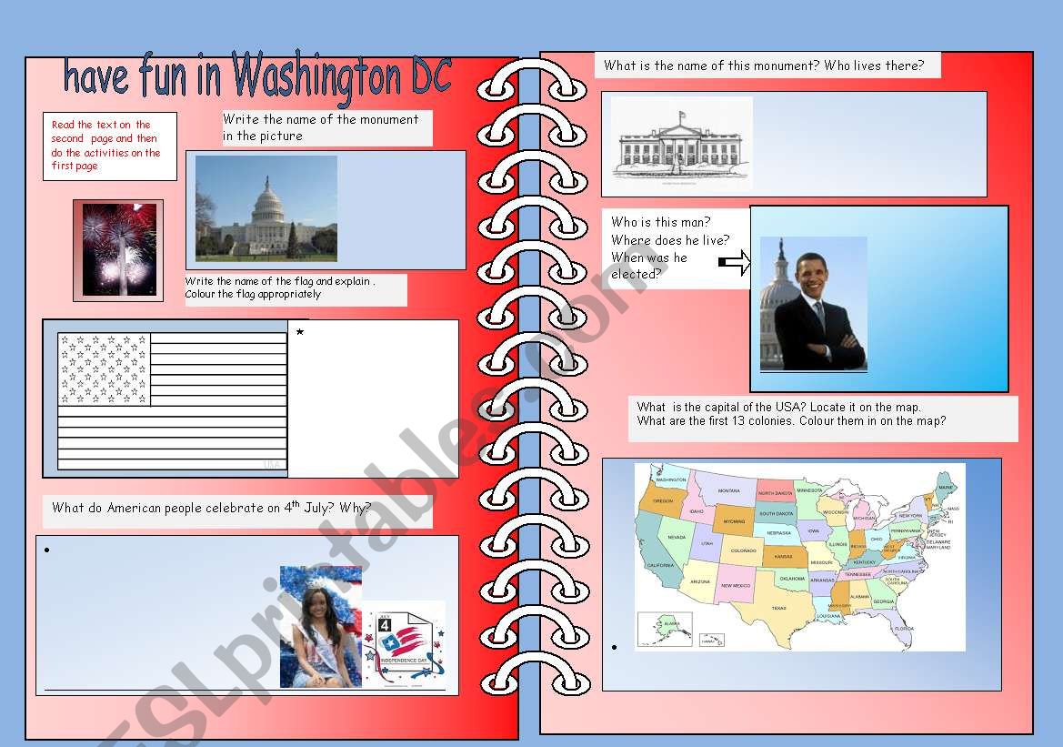 Have fun in Washington DC worksheet