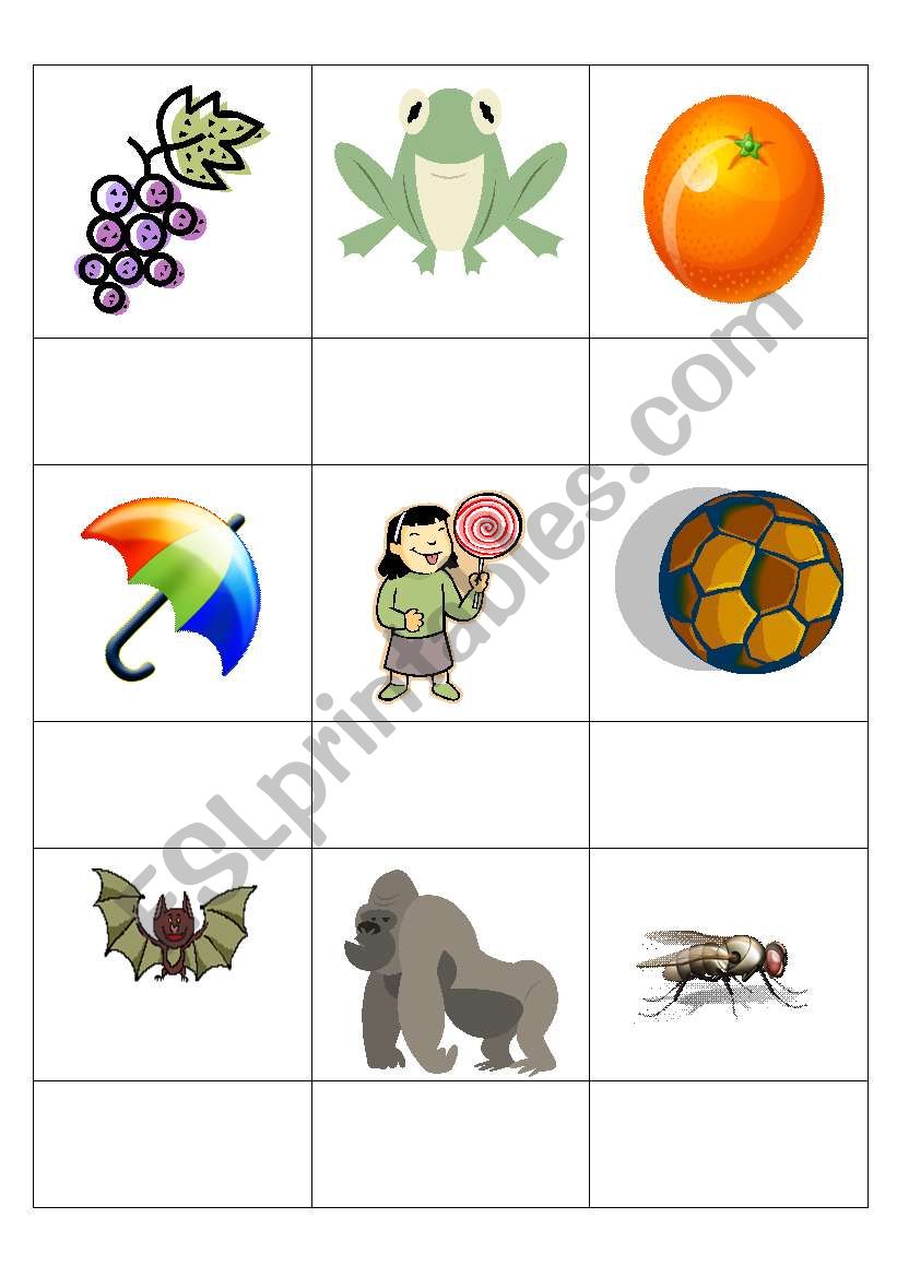 g,o,u,l,f,b - picture/sound match (Jolly Phonics)