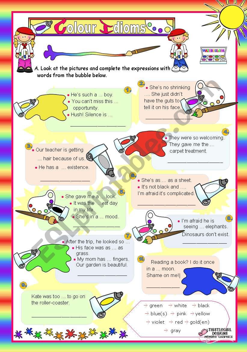 Basic Colour Idioms for Elementary/Lower Intermediate Students (2)