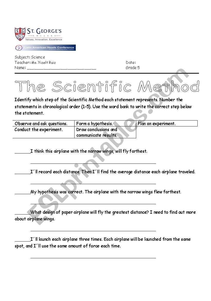 The scientific method worksheet