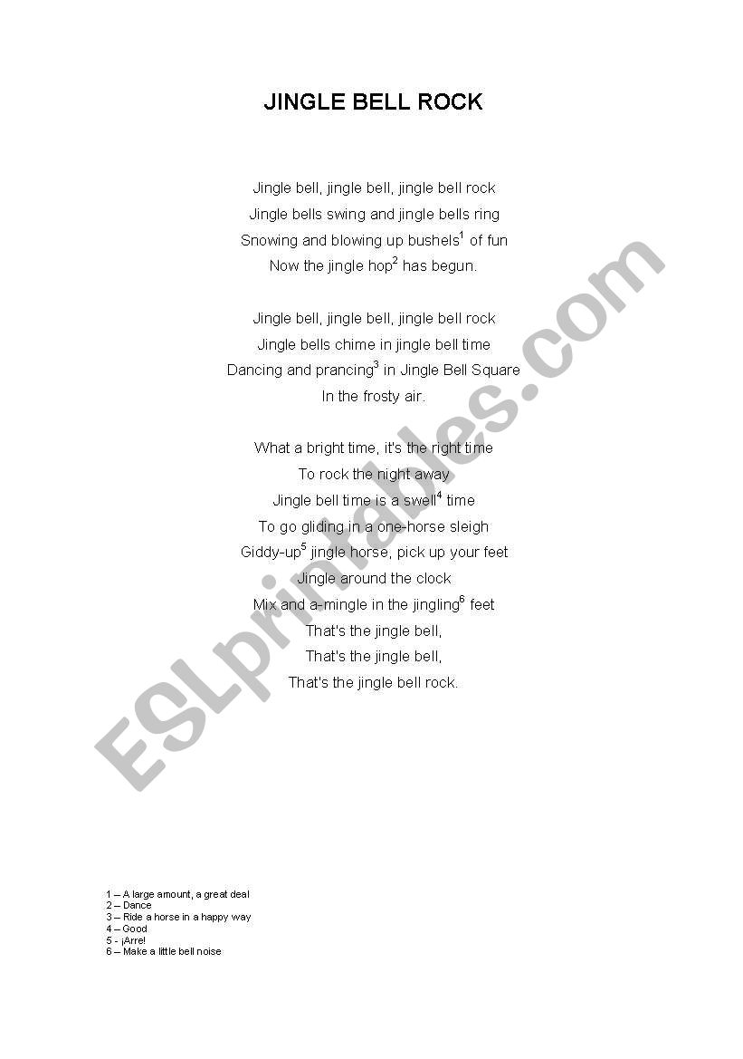 Jingle Bell Rock lyrics worksheet