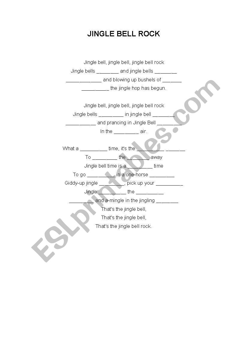 Jingle Bell Rock. Fill in the gaps - ESL worksheet by pia23_