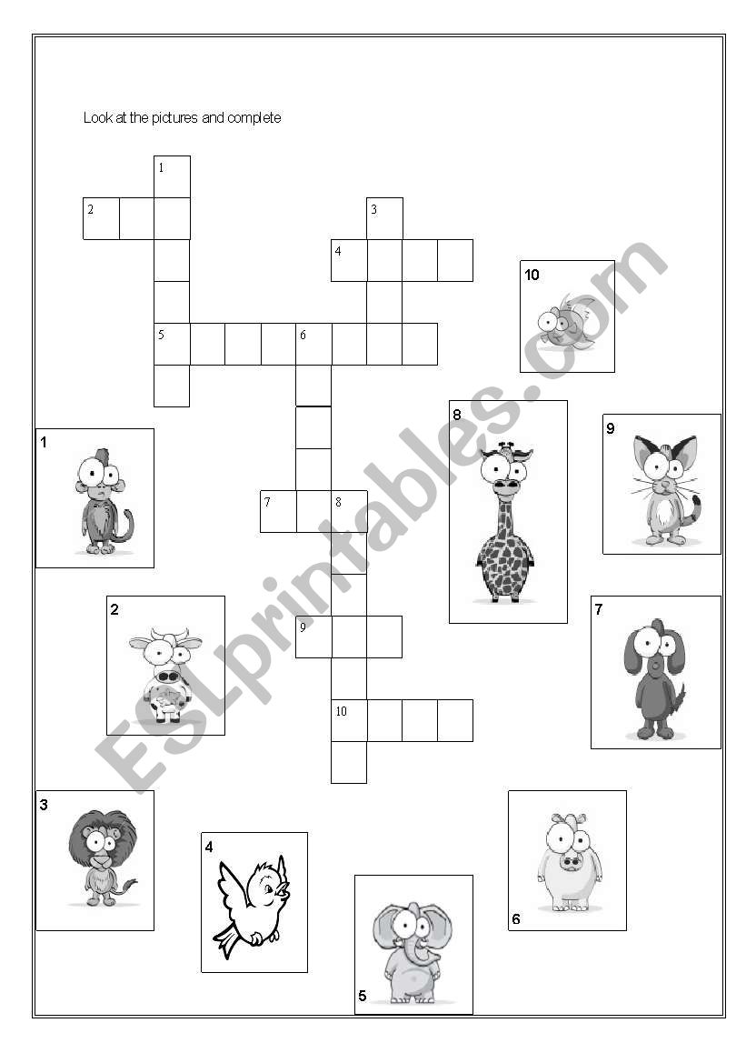 Animals -Crossword- worksheet