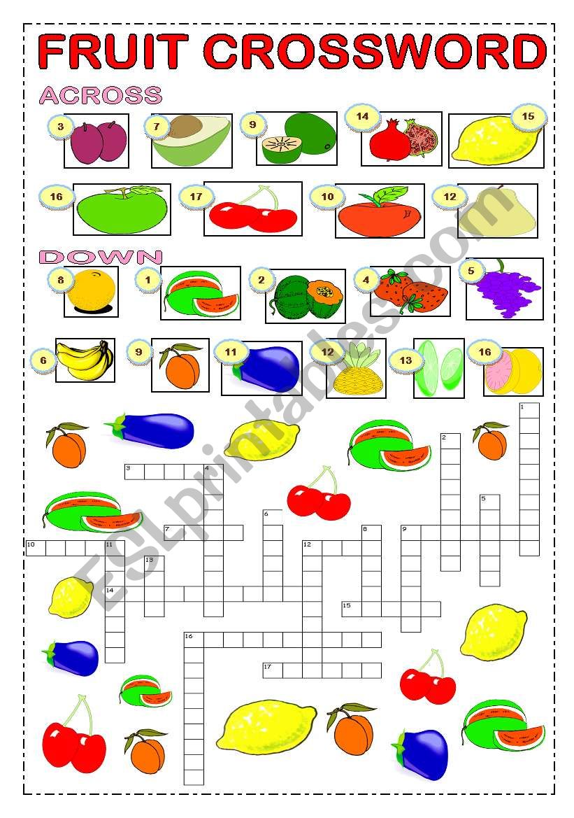 FRUIT CROSSWORD worksheet