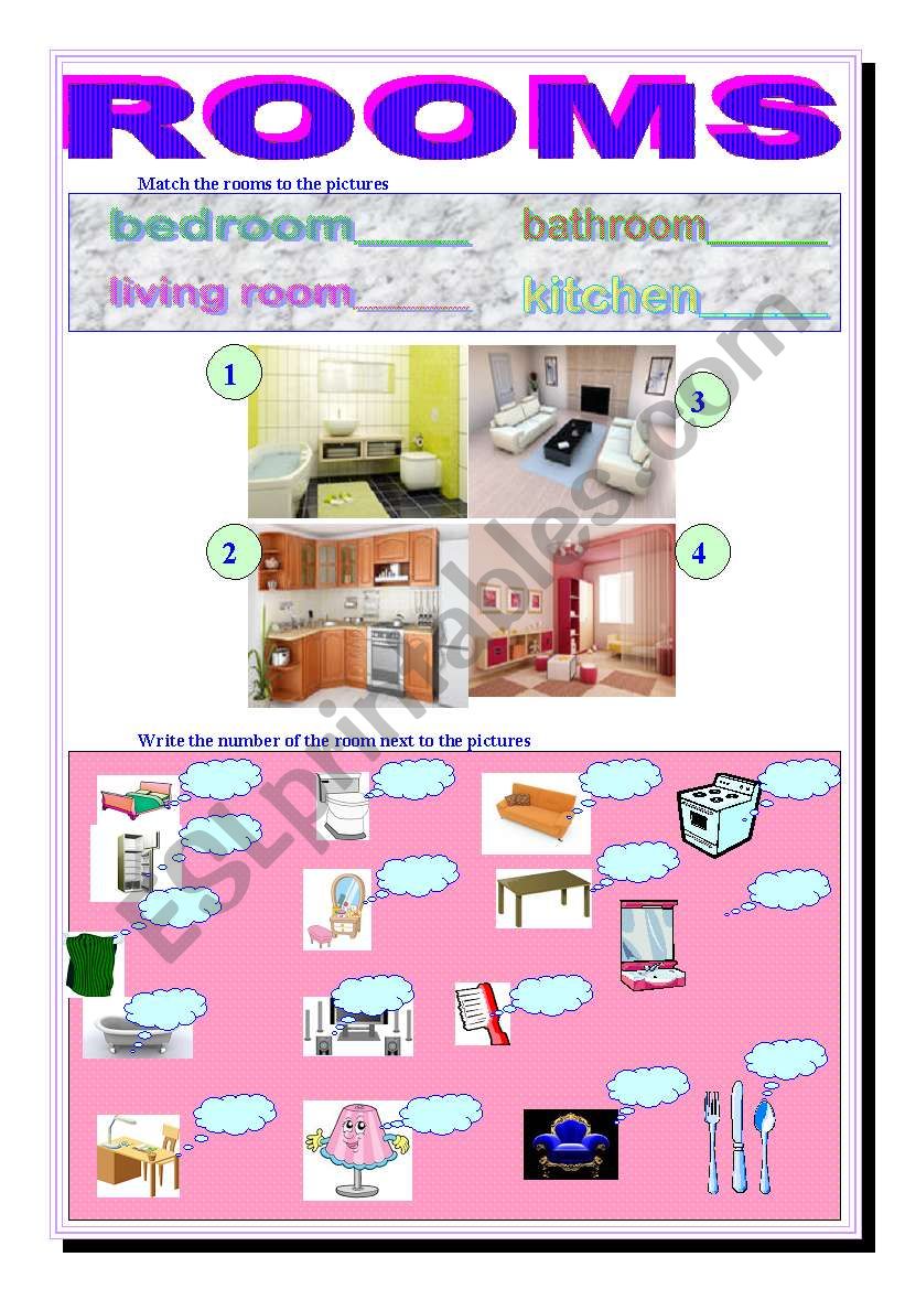 rooms-objects worksheet