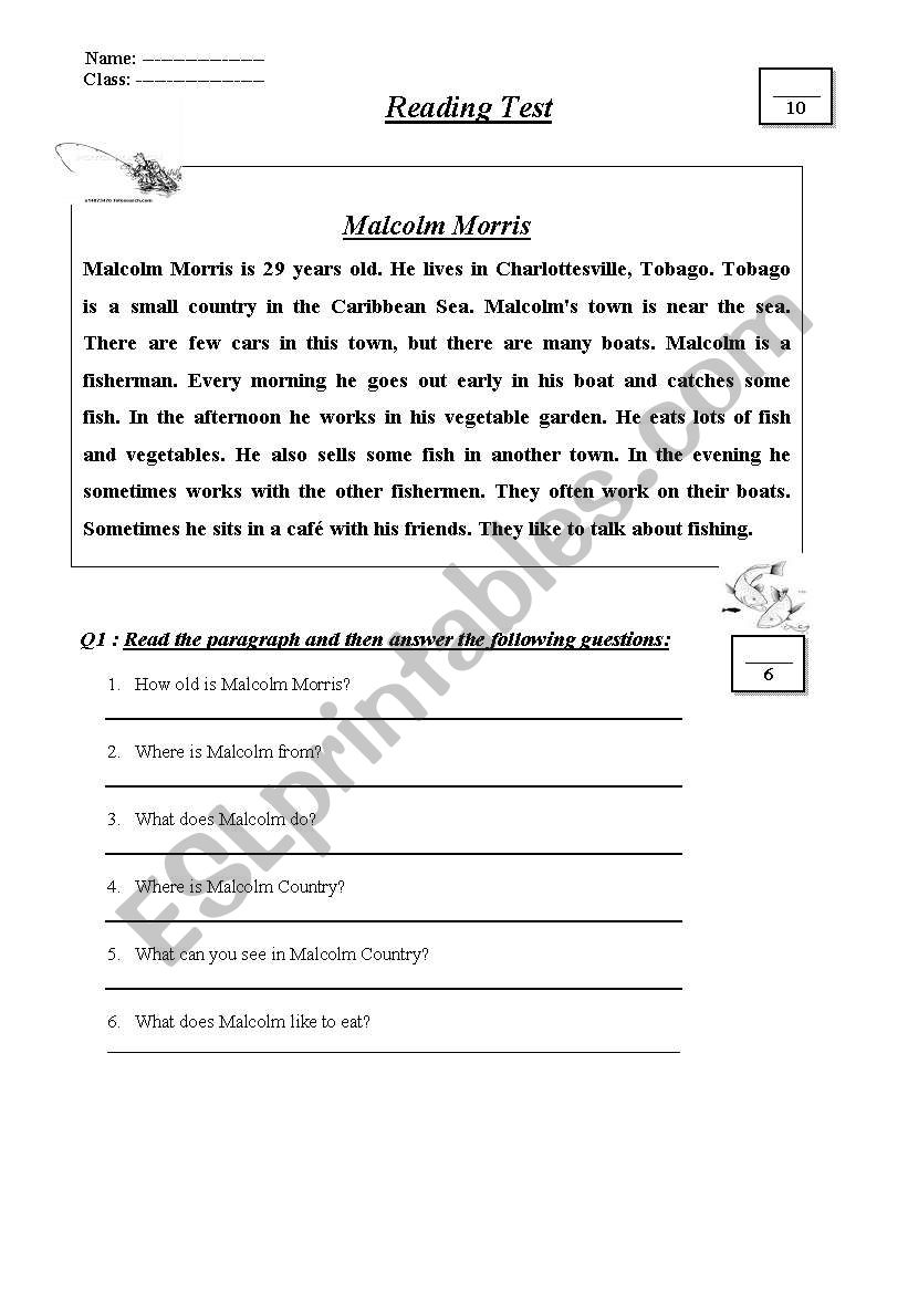 A fisher man worksheet