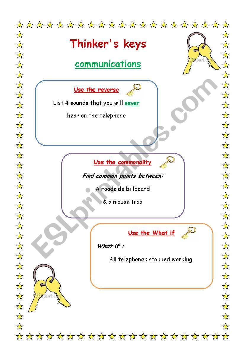 communications worksheet