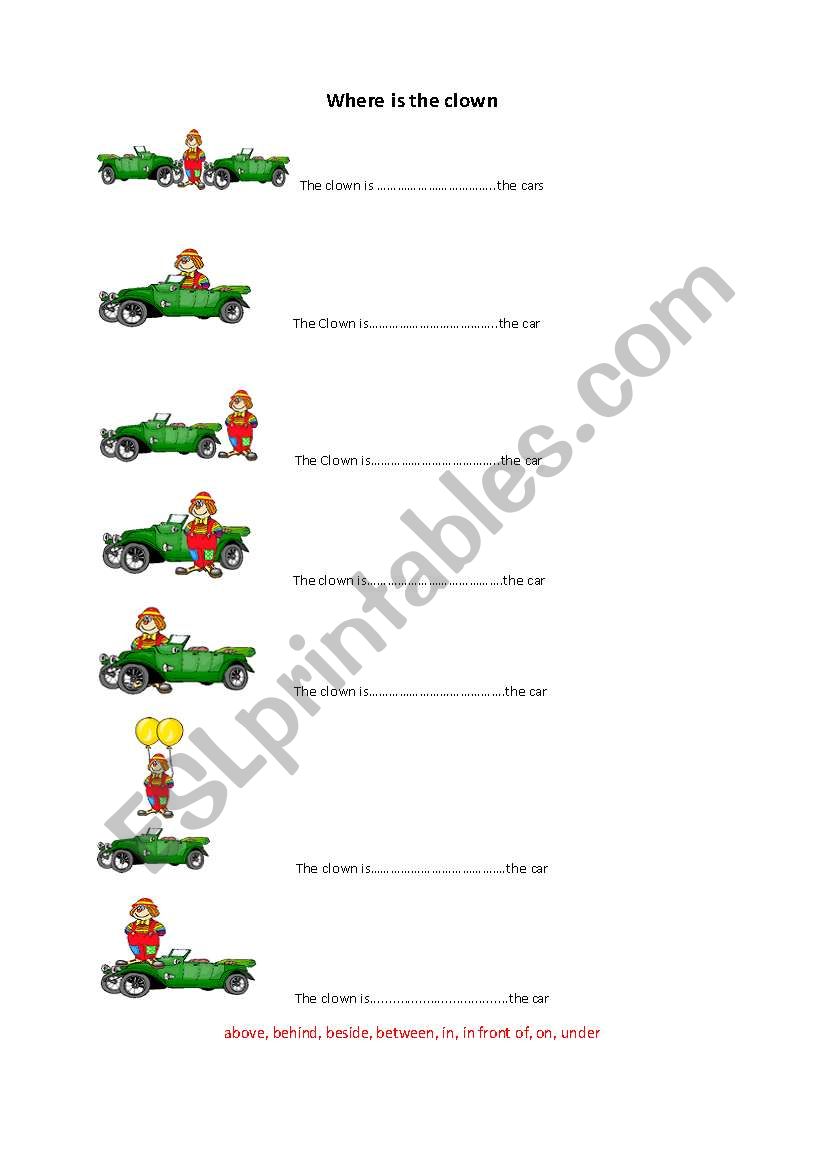 Prepositions of place worksheet