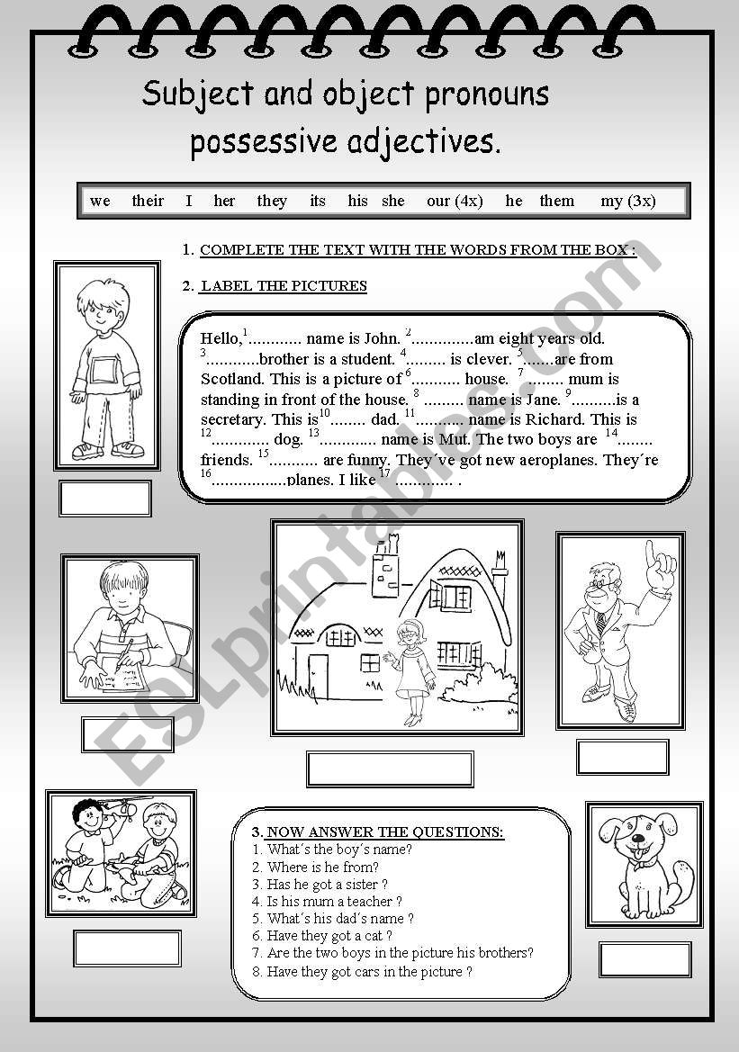 PRONOUNS AND POSSESSIVE ADJECTIVES