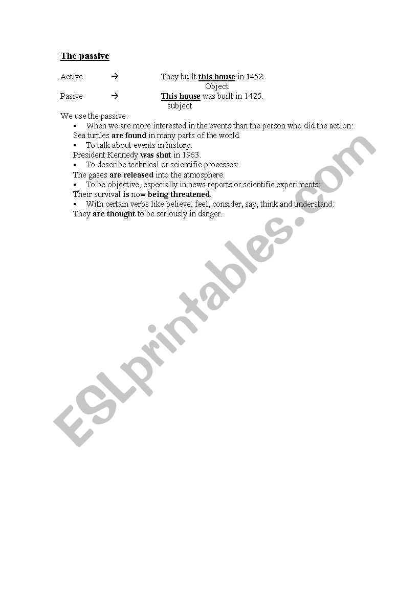 The passive voice worksheet