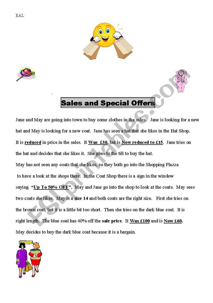 Sales and Special Offers worksheet