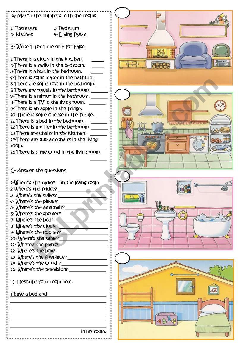 Parts of the House worksheet