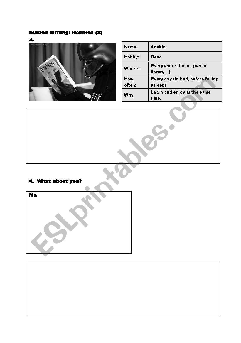 Hobbies 2 -Guided Writing  worksheet