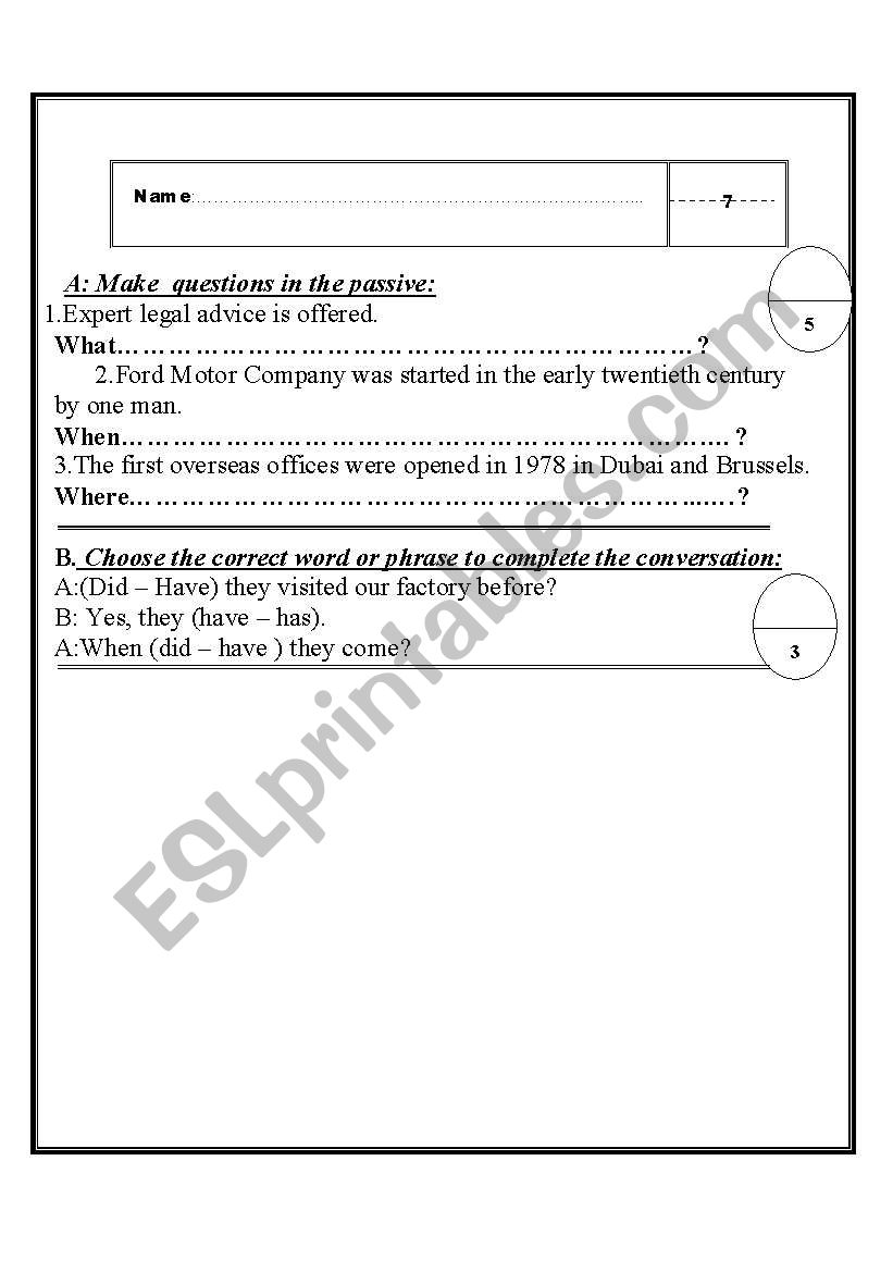 grammar worksheet worksheet