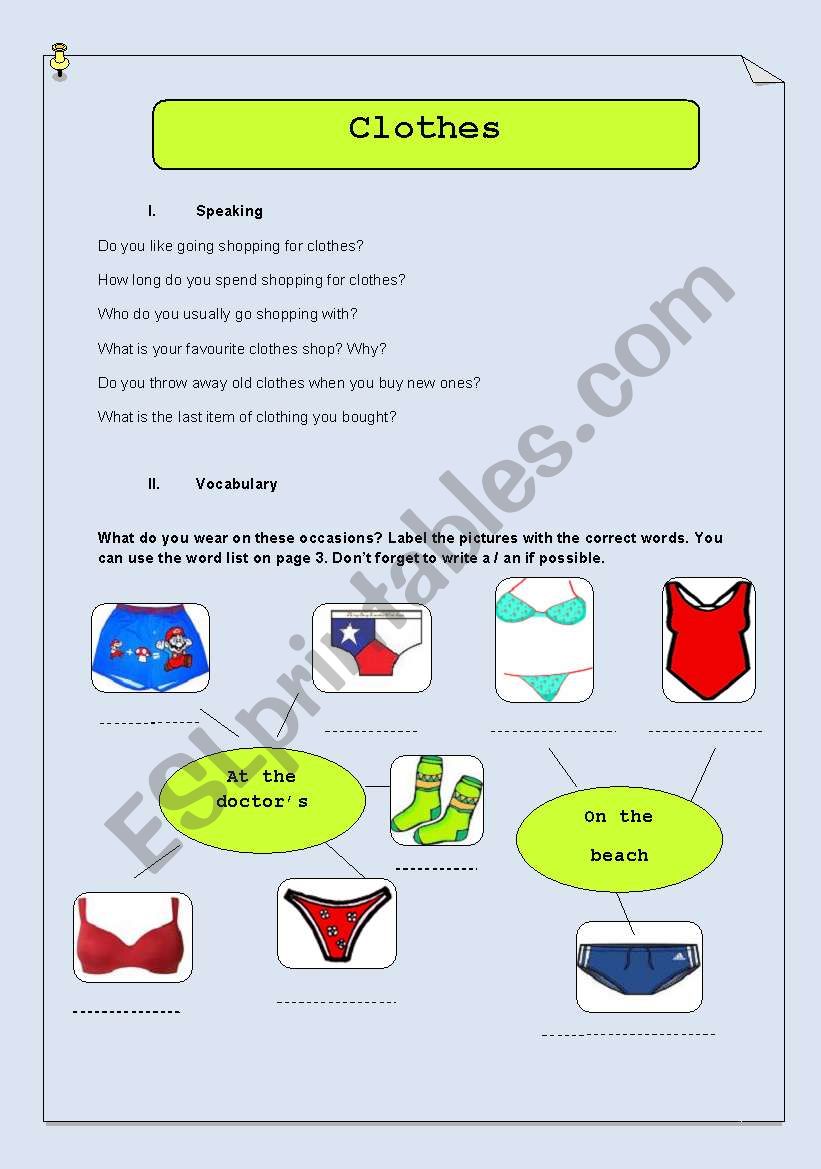 Clothes vocabulary & exercises