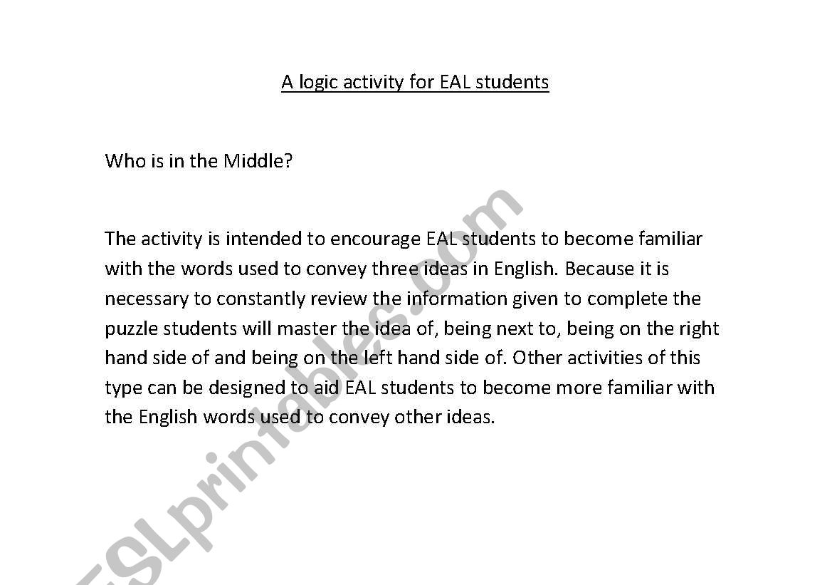 An activity to encourage EAL students to become familiar with the words used to convey three ideas in English. 