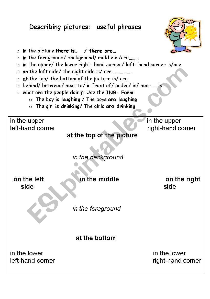 Describing pictures worksheet