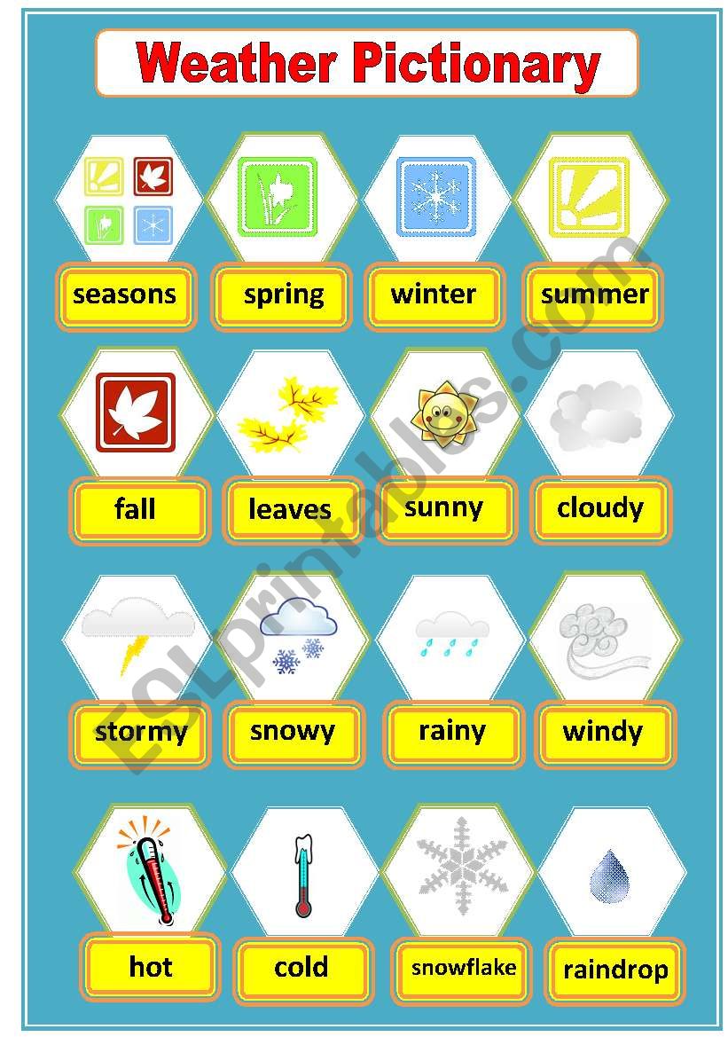 weather pictionary worksheet