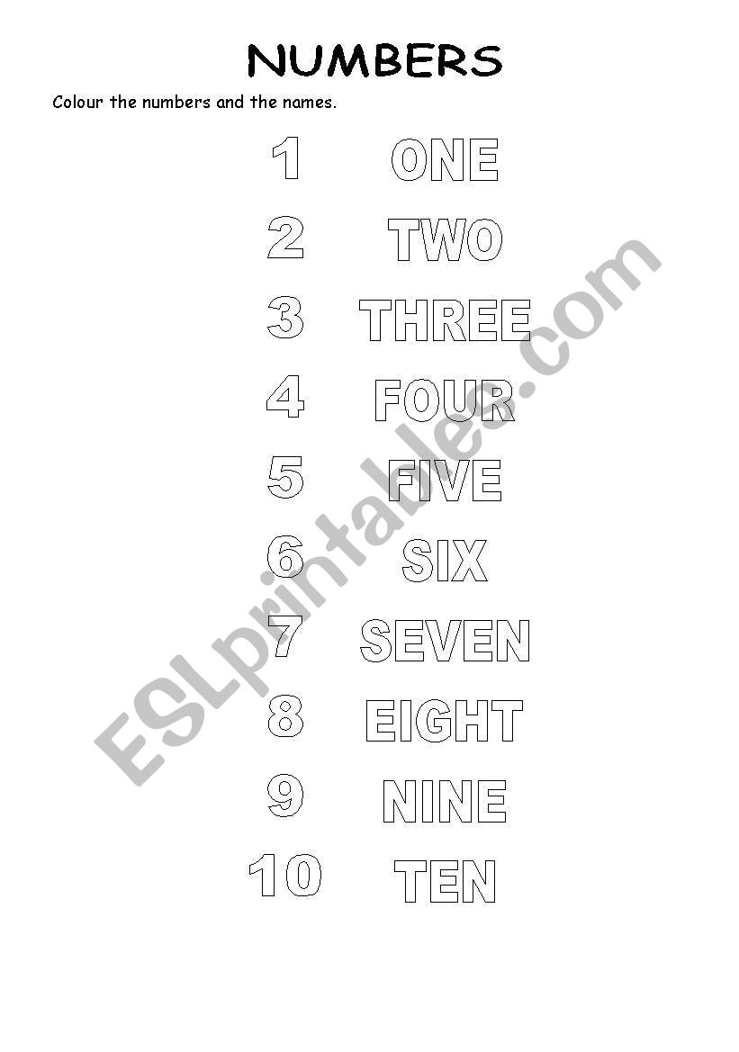 Numbers 1 - 10 worksheet