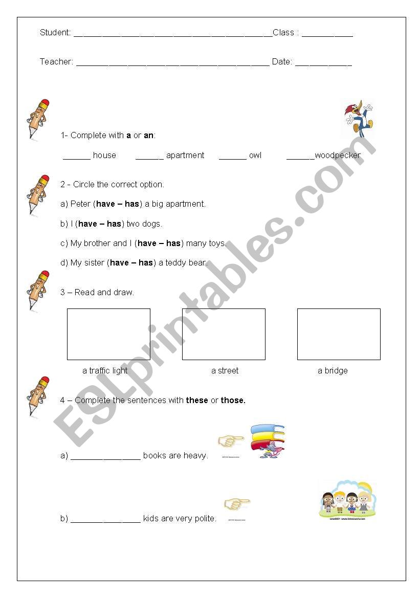 Have / has worksheet