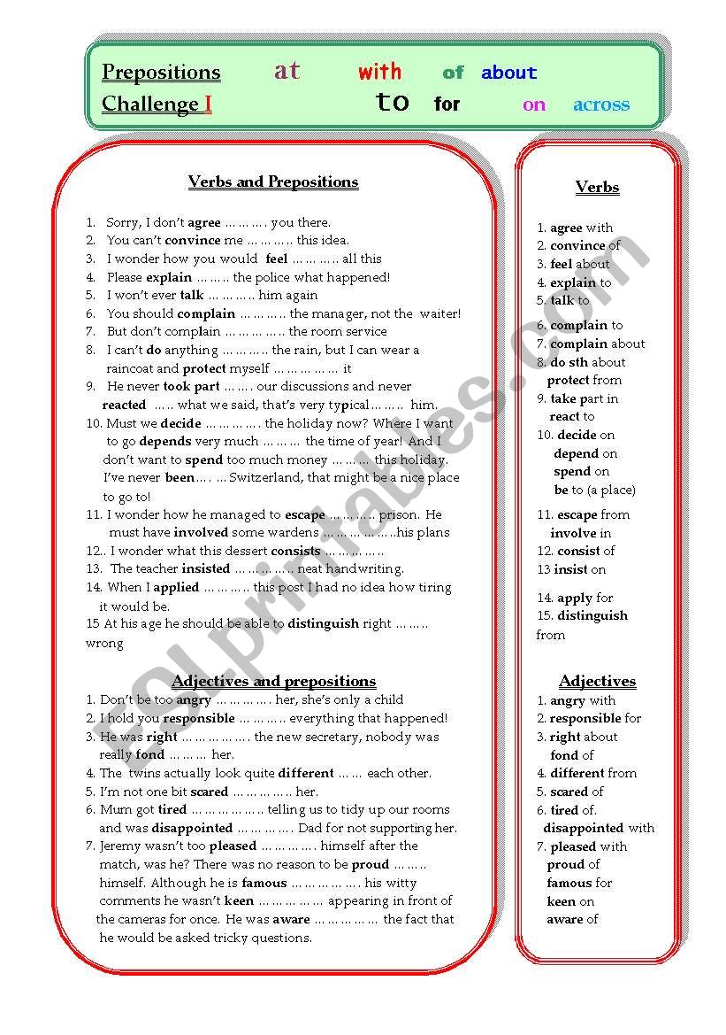 Prepositions Challenge I  - check yourself! 