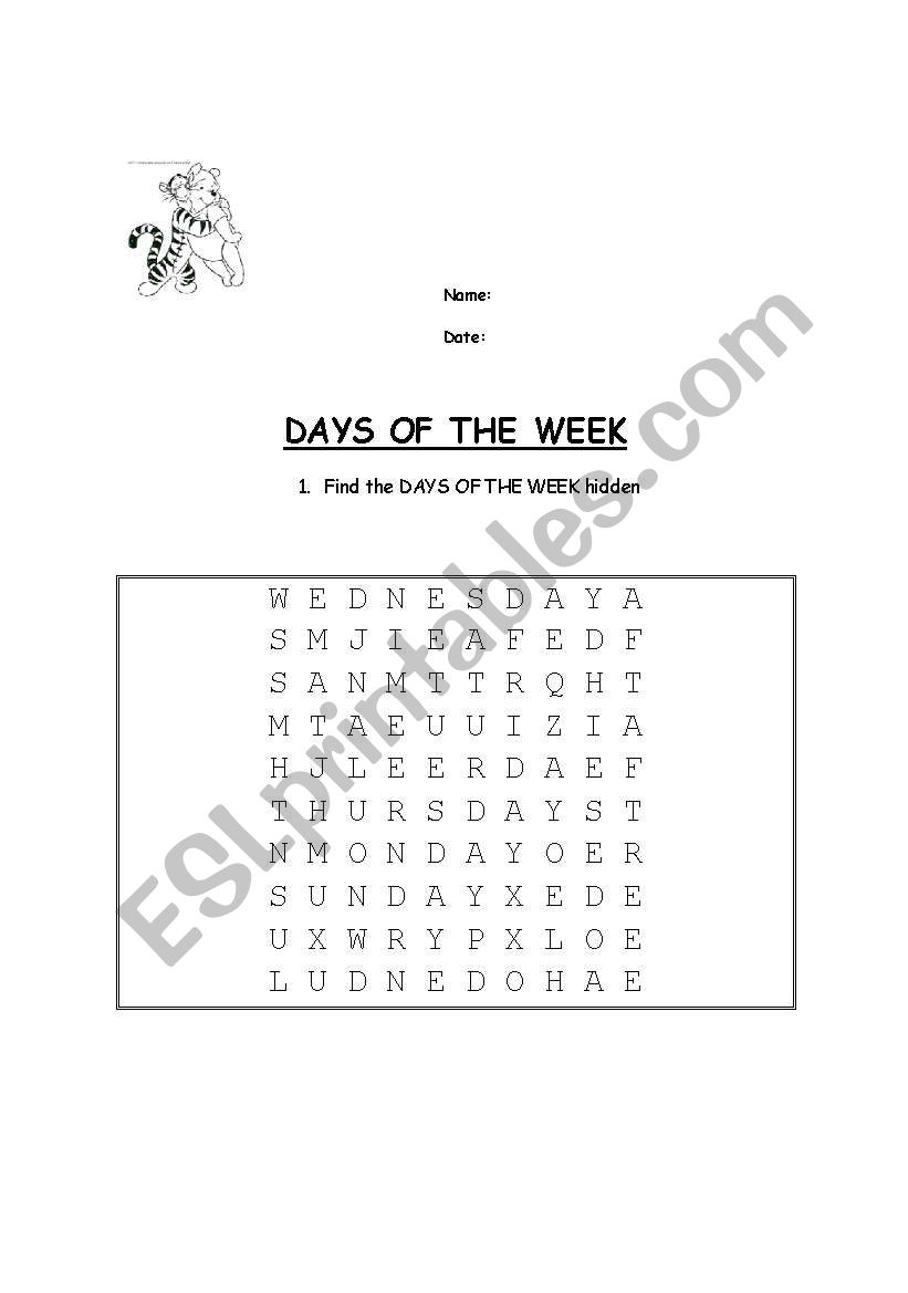 word search worksheet