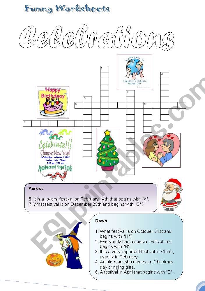 celebrations worksheet