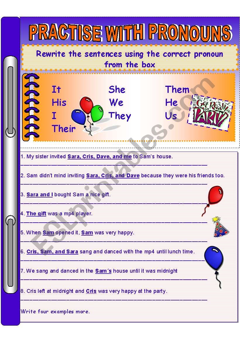 PRONOUN PRACTISE worksheet