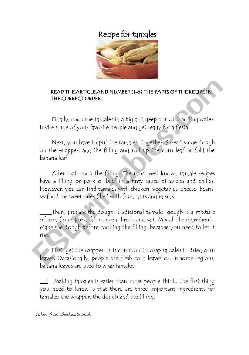 TAMALE RECIPE worksheet