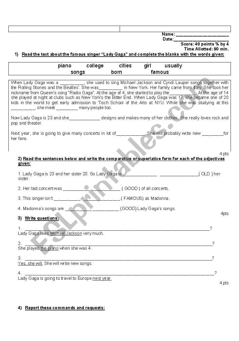 Mixed Tenses worksheet