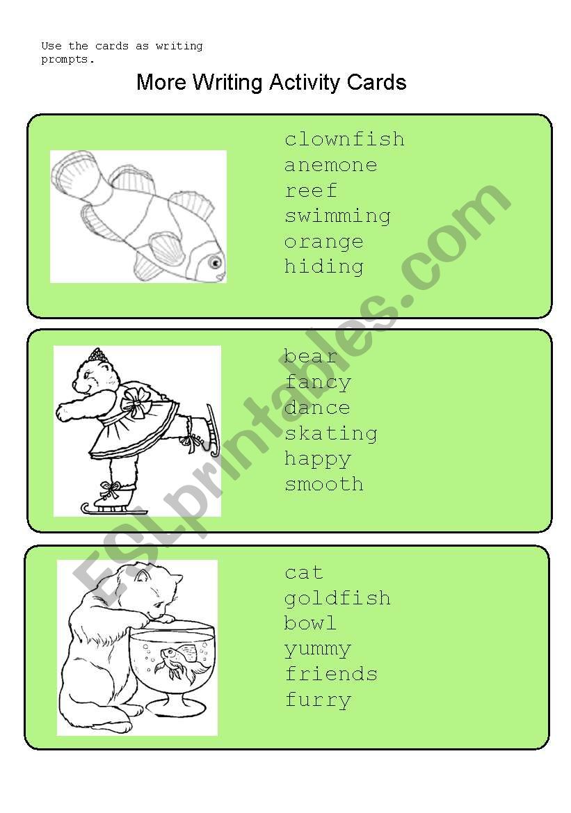 More Writing Activity Cards worksheet
