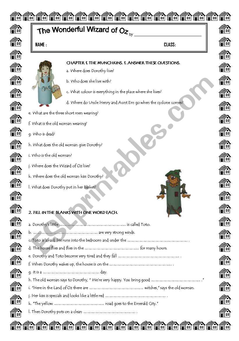 The Wonderful Wizard of Oz worksheet