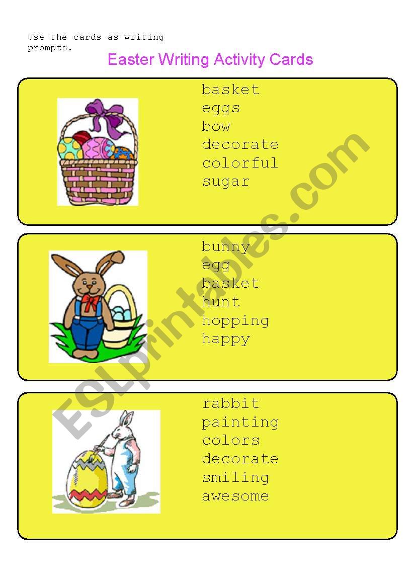 Easter Writing Activity Cards worksheet