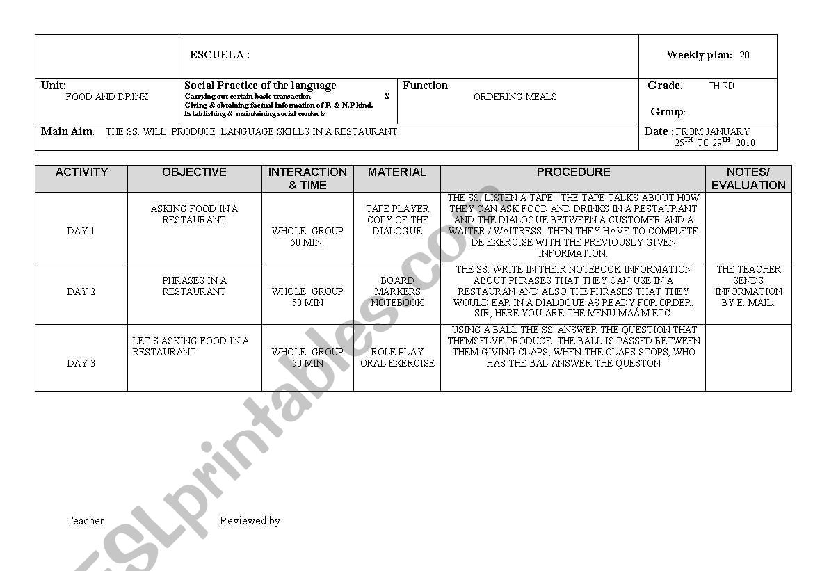 food and drinks worksheet