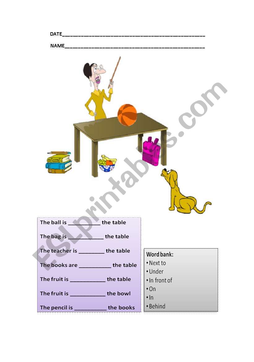 Prepositions worksheet