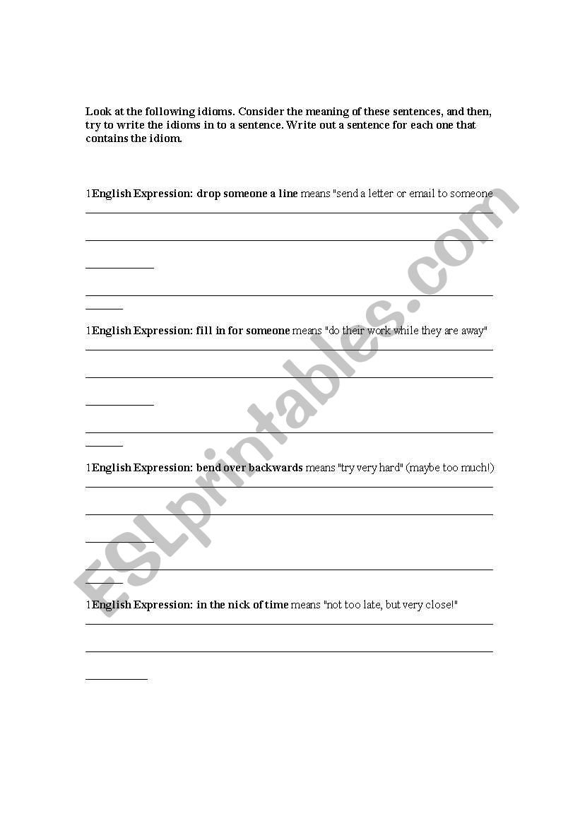 common idioms worksheet