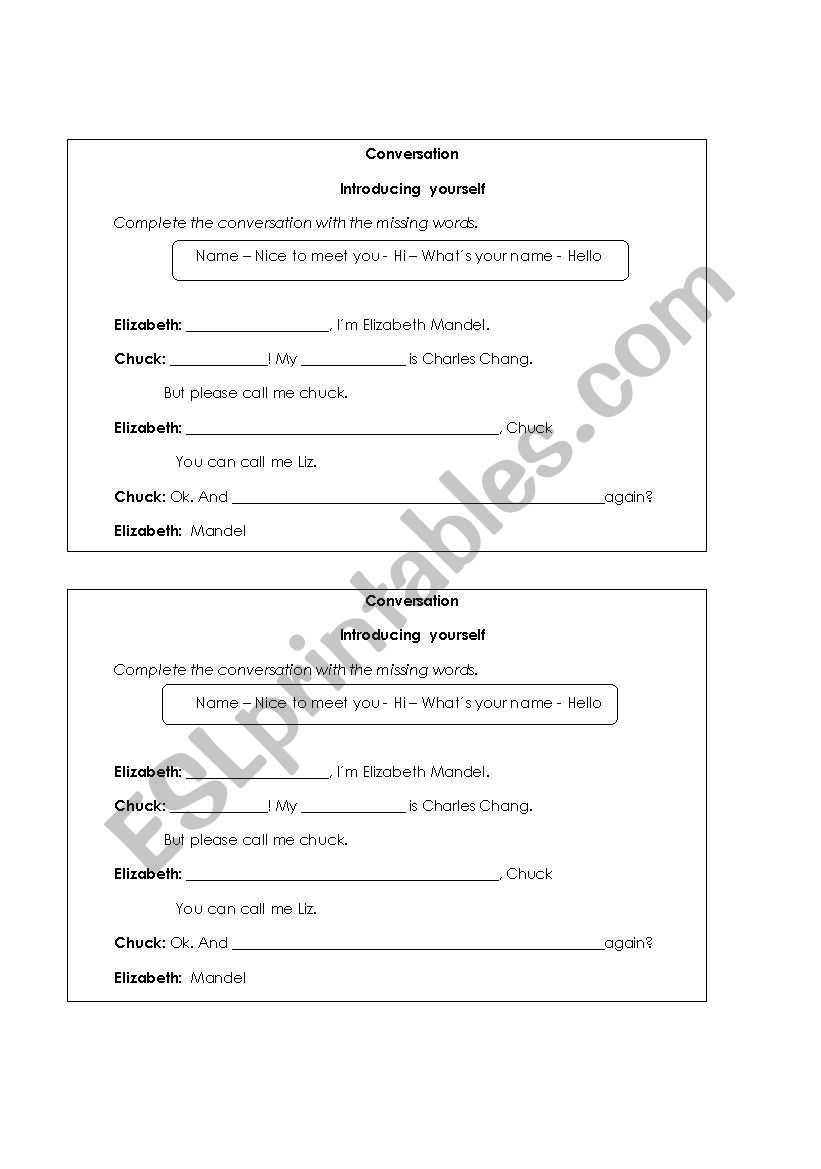 conversation  worksheet