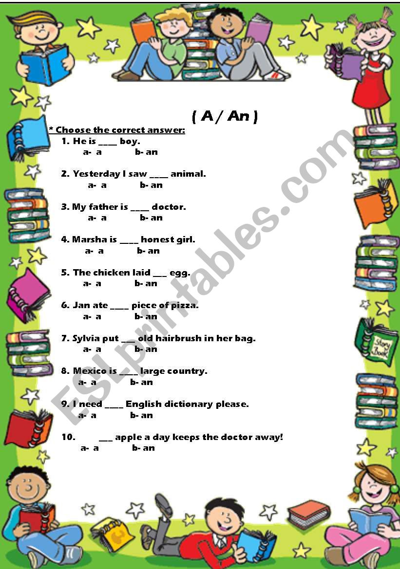 Determiners (  A- An) worksheet