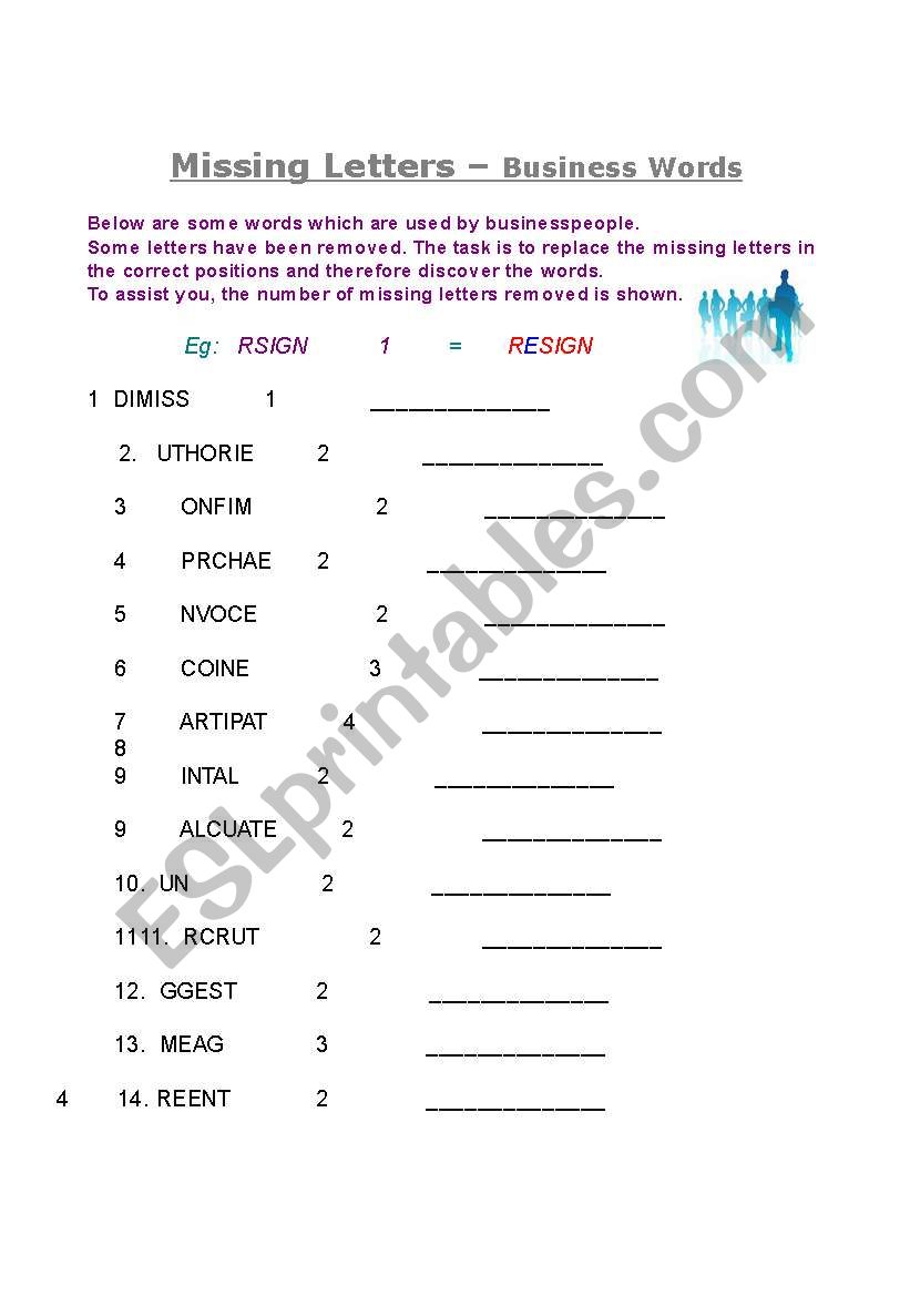 Missing Letters - Business English