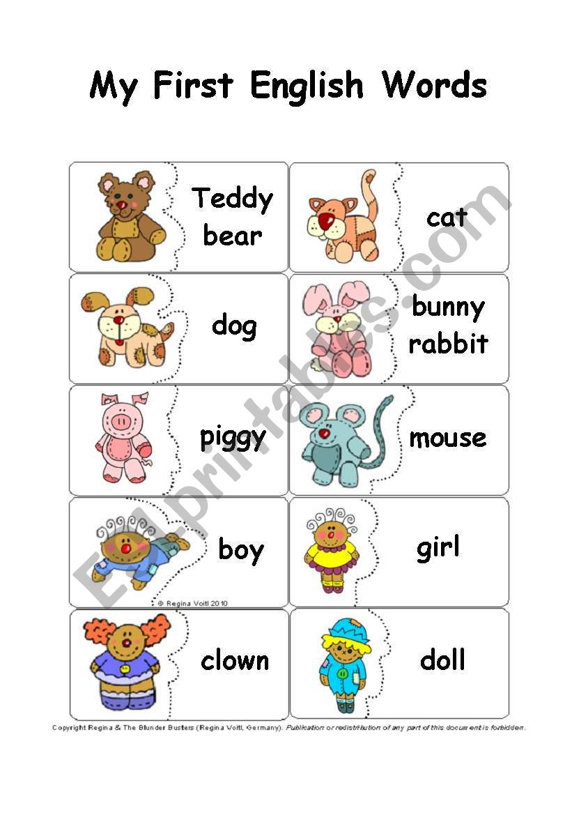 My First English Words - Matching or Memory Game / Concentration Training
