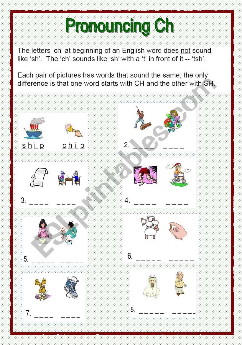 Pronouncing Ch worksheet