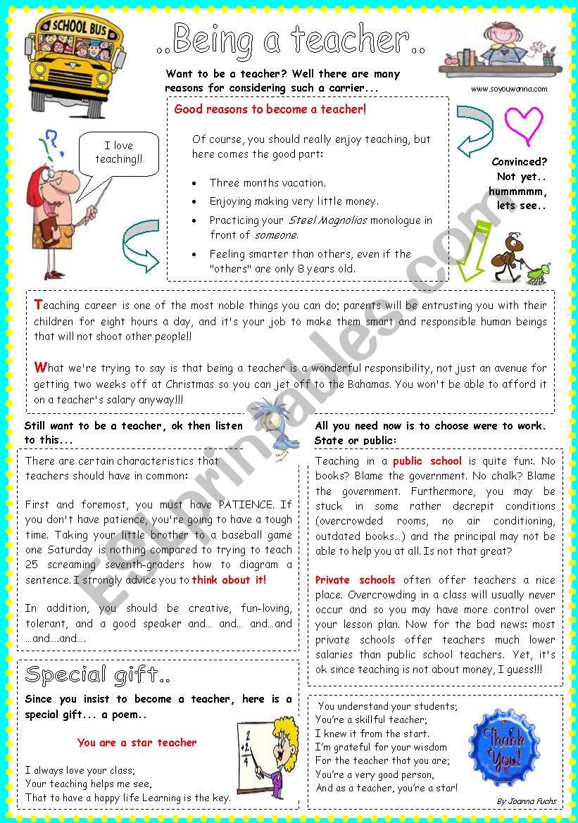 Being a teachert.. worksheet