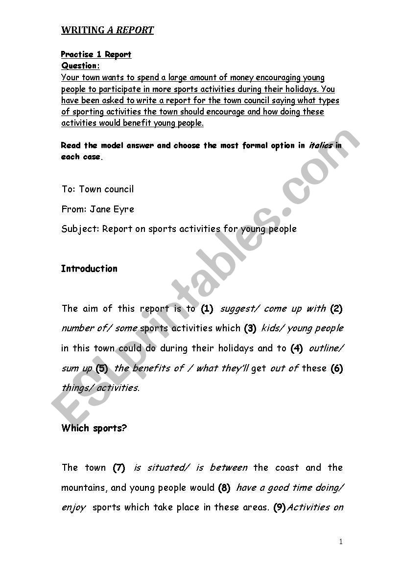 HOW TO WRITE A REPORT WORKSHEET - ESL worksheet by Panteleimon