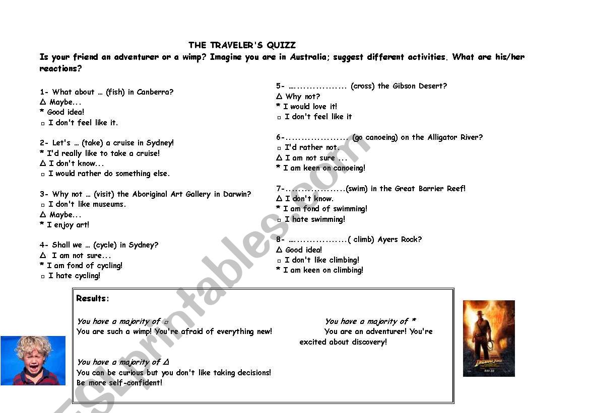 The travellers quiz worksheet