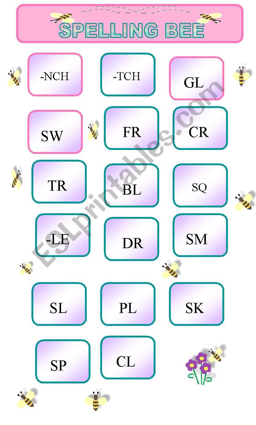 Spelling Bee ESL worksheet by Begogzp