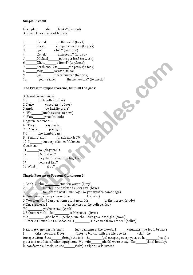 test worksheet